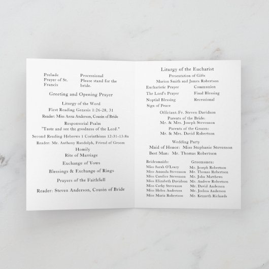 Programme Mariage d'hiver Messe nuptiale avec photo (Intérieur)