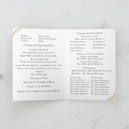 Programme Mariage d'hiver Messe nuptiale avec photo (Intérieur)