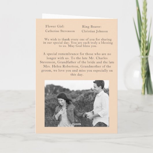 Programme Mariage d'hiver Messe nuptiale avec photo (Dos)