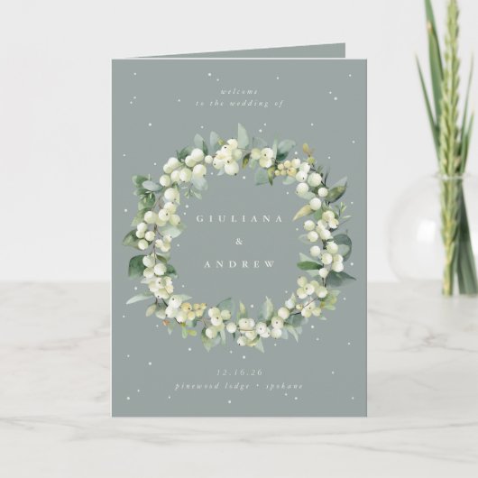 Programme Mariage d'hiver Seafoam Green Snowberry+Eucalyptus (Devant)