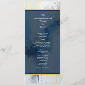 Programme mariage d'illustration Abstrait Blue & Gold Ink (Dos)