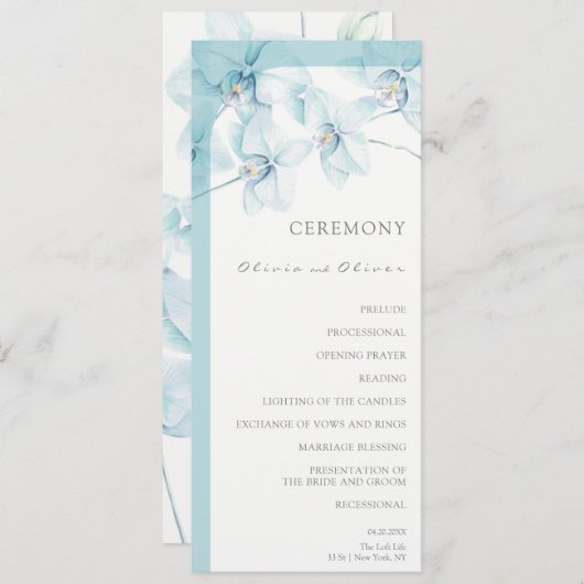 Programme Mariage d'orchidée bleu doux (Devant / Derrière)