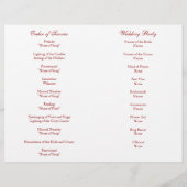 Programme mariage d'ordre de service et de cérémon (Dos)