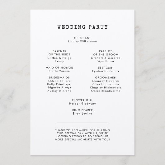 Programme Mariage double face minimaliste (Dos)
