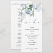 Programme Mariage Douce Romantique Aquarelle Bleu Gris Pouss (Devant / Derrière)