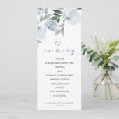 Programme Mariage Douce Romantique Aquarelle Bleu Gris Pouss (Debout devant)