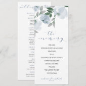 Programme Mariage Douce Romantique Aquarelle Bleu Gris Pouss (Devant / Derrière)