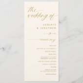 Programme Mariage doux romantique écriture Ivory et Or (Devant)