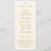 Programme Mariage doux romantique écriture Ivory et Or (Dos)