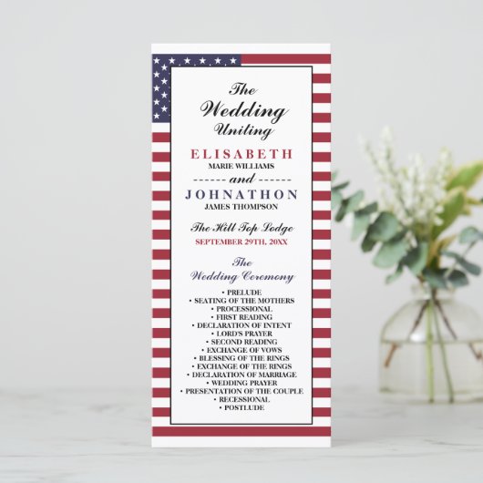 Programme Mariage du drapeau américain (Debout devant)