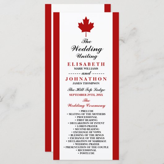 Programme Mariage du drapeau canadien (Devant / Derrière)
