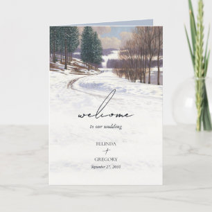 Programme Mariage du paysage de neige d'hiver Ordre de servi