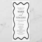 Programme Mariage élégant à bord ondulé noir et blanc (Devant)