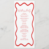 Programme Mariage Élégant à Bordure Ondulée Rouge Blanc (Dos)