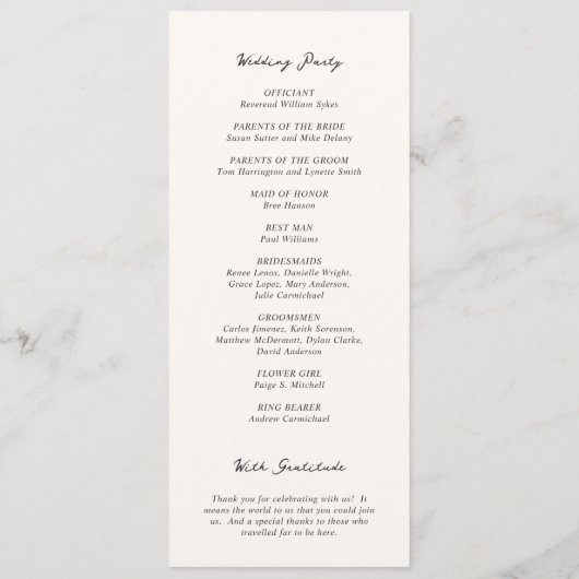 Programme Mariage élégant à la crème simple (Dos)