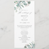 Programme Mariage élégant à l'aquarelle d'eucalyptus et de v (Devant)
