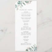 Programme Mariage élégant à l'aquarelle d'eucalyptus et de v (Dos)