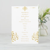 Programme Mariage élégant à motifs damassé or et blanc (Debout devant)