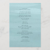 Programme Mariage Élégant Aquarelle Bleue Moderne (Dos)