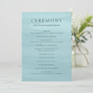 Programme Mariage Élégant Aquarelle Bleue Moderne