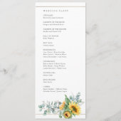 Programme Mariage élégant au tournesol et à l'eucalyptus (Dos)
