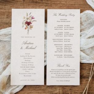 Programme Mariage Élégant aux fleurs sauvages aquarelles d'a