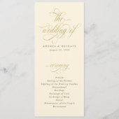 Programme Mariage Élégant avec Calligraphie Or et Crème (Devant)