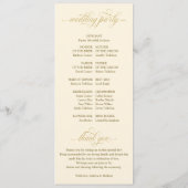 Programme Mariage Élégant avec Calligraphie Or et Crème (Dos)