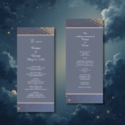Programme mariage élégant bleu galaxie ciel