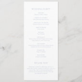 Programme Mariage Élégant Bleu Poussiéreux Propre (Dos)