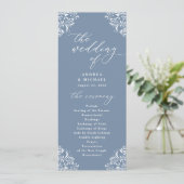 Programme Mariage Élégant Bleu Poussiéreux Vintage Classique (Debout devant)