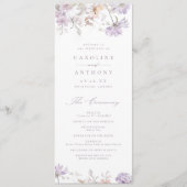Programme Mariage Élégant Botanique Floral Bohème Violet (Devant)
