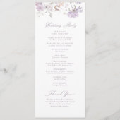Programme Mariage Élégant Botanique Floral Bohème Violet (Dos)