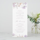 Programme Mariage Élégant Botanique Floral Bohème Violet (Debout devant)