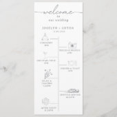 Programme Mariage Élégant Calligraphie Chic Gris Chronologie (Devant)