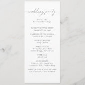 Programme Mariage Élégant Calligraphie Chic Gris Chronologie (Dos)
