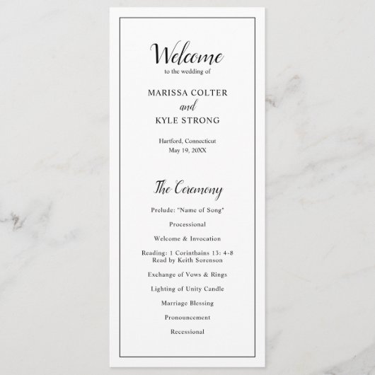 Programme Mariage Élégant Classique (Devant)