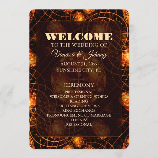 Programme Mariage Élégant Classique Boho Moderne Or #901 (Devant)