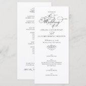Programme Mariage Élégant Classique Calligraphie Noir & Blan (Devant / Derrière)