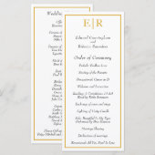 Programme Mariage Élégant Classique Monogramme Doré (Devant / Derrière)