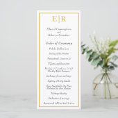 Programme Mariage Élégant Classique Monogramme Doré (Debout devant)