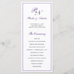 Programme Mariage Élégant Classique Royal Pourpre
