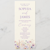 Programme Mariage Élégant de Prairie de Fleurs Sauvages Rose (Devant)