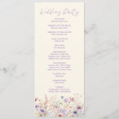 Programme Mariage Élégant de Prairie de Fleurs Sauvages Rose (Dos)