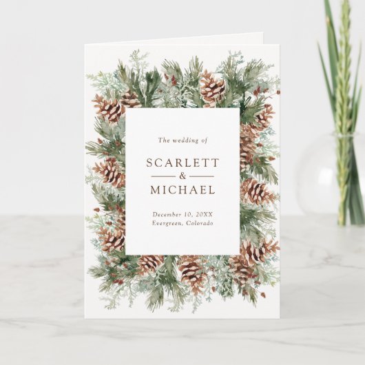 Programme Mariage Élégant de Verdure d'Hiver (Devant)