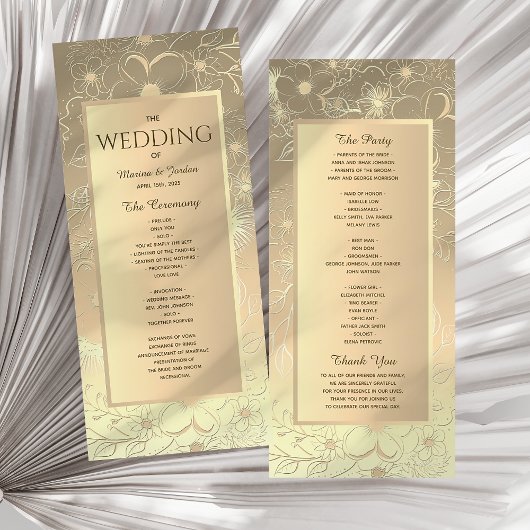 Programme Mariage élégant doré vintage