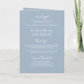 Programme Mariage élégant écriture signature Bleu Poussiéreu (Dos)