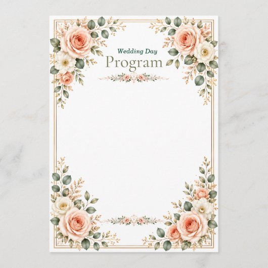 Programme Mariage élégant émeraude vert et crème (Devant)
