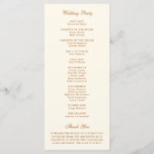 Programme Mariage élégant en cuivre ivoire simple (Dos)