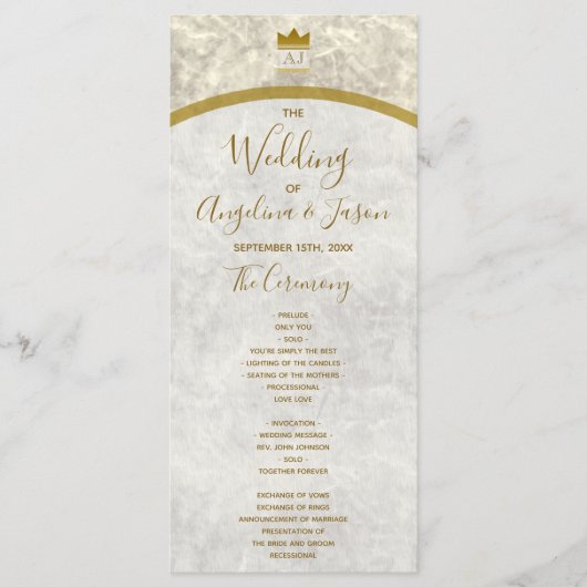 Programme Mariage Élégant en Or (Devant)